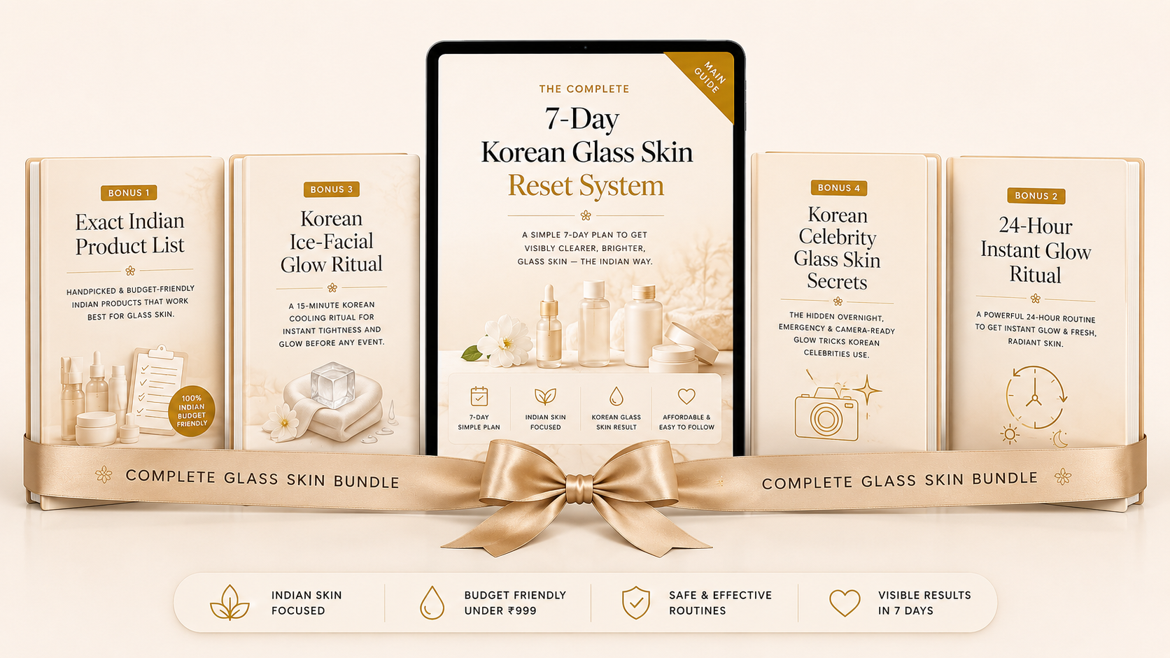7-Day Korean Glass Skin Reset System — Complete Bundle with Bonus 1 Exact Indian Product List and Bonus 2 24-Hour Instant Glow Ritual
