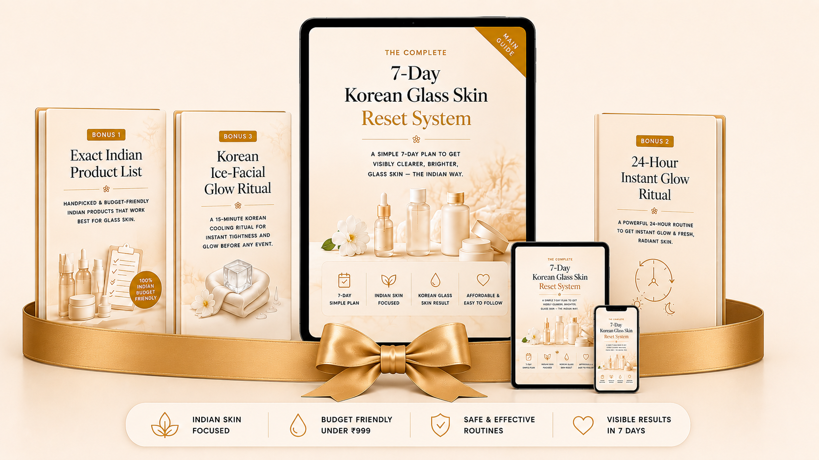 7-Day Korean Glass Skin Reset System — Complete Bundle with Bonus 1 Exact Indian Product List and Bonus 2 24-Hour Instant Glow Ritual